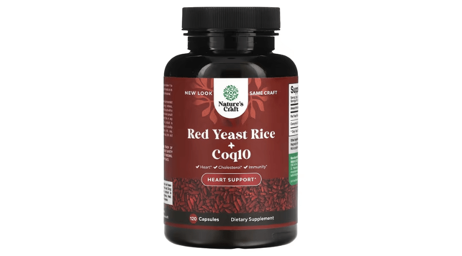 Nature's Craft, levadura roja de arroz + CoQ10, 120 cápsulas