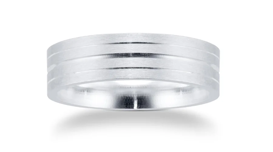 Platinum 6mm Flat Fancy Wedding Band