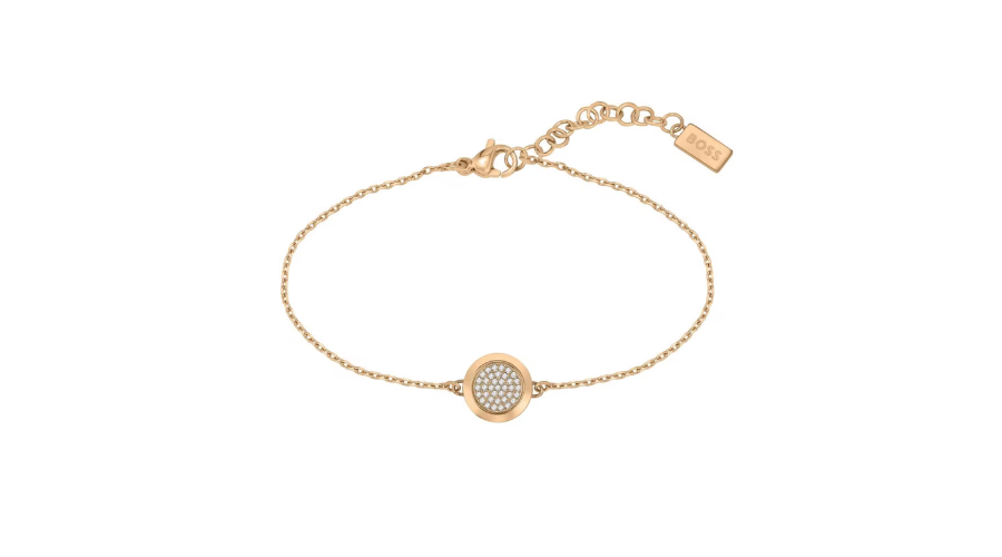 Rose Gold BOSS Crystal Medallion Bracelet