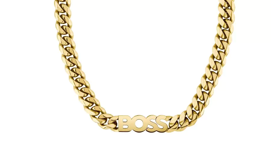 Gents Kassy Light Yellow Gold Coloured Chain Logo Necklace