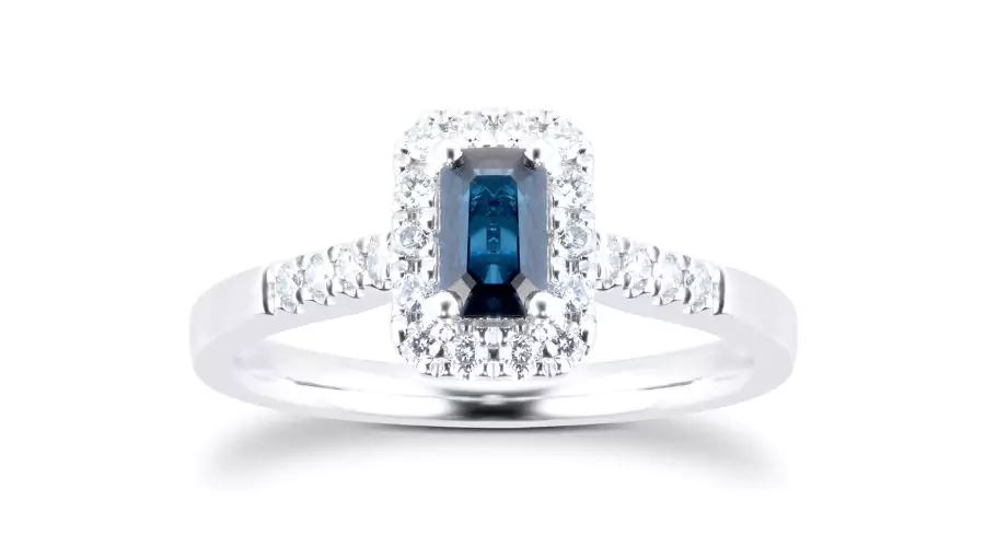 Goldsmiths White Gold Sapphire Emerald Cut Ring