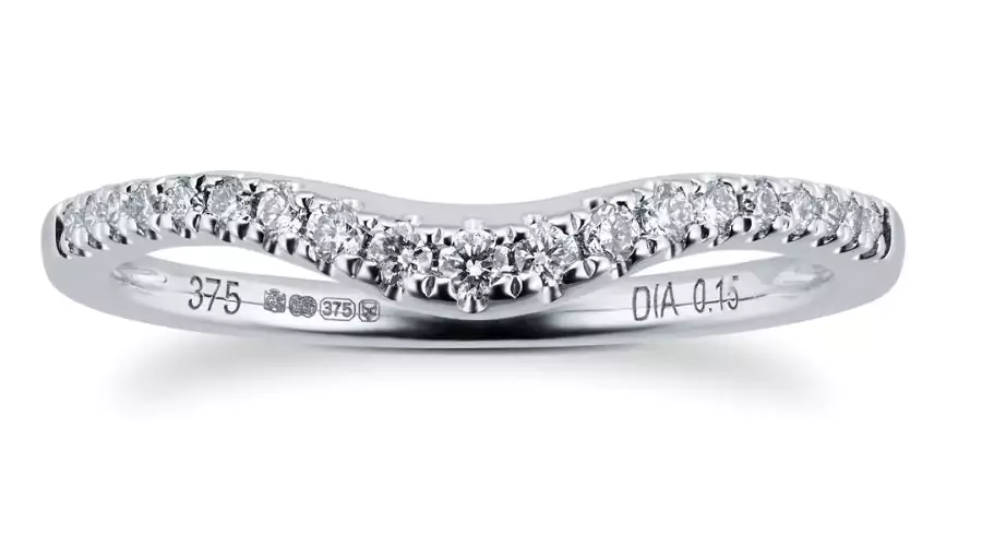 Ladies Shaped Wedding Ring White Gold