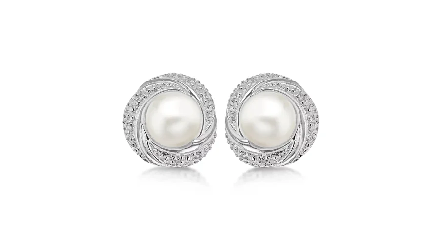 Sterling Silver Zirconia And Pearl Stud Earrings