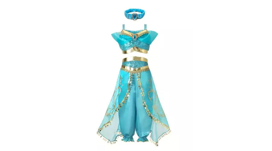 Girls Jasmine Dress Costume Latin Dance Set